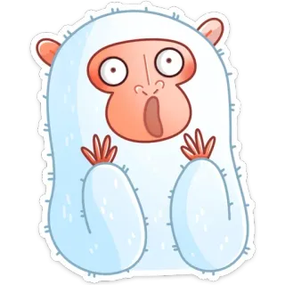 😦 Йети, Снежный человек, Мультфильм, Монстр, Милый, Сюрприз telegram sticker