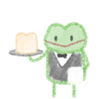 😎 sapo, garçom, mordomo, fofo, desenho animado, servindo, comida telegram sticker