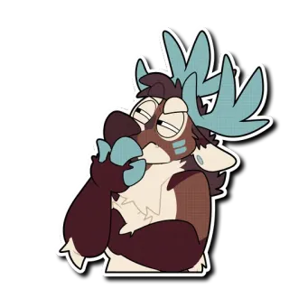 🤔 Élan, Anthropomorphe, Dessin animé, Animal, Autocollant telegram sticker