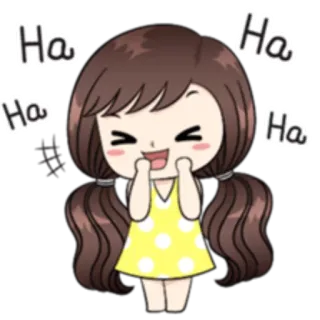 😄 Ha Ha Ha Ha 만화, 여자, 웃음, 행복한, 귀여운 whatsapp sticker