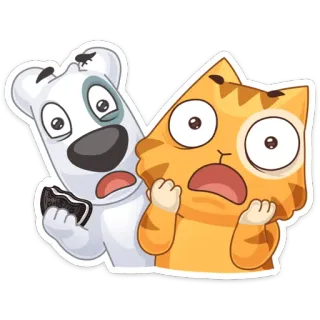 😱 cartoon, dog, cat, fear, shock, funny, animal, cute telegram sticker