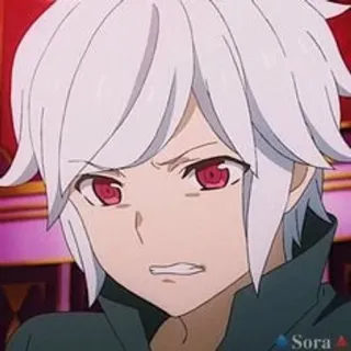 🗻 Bell Cranel Is It Wrong to Try to Pick Up Girls in a Dungeon? Anime, Personaggio, Bell Cranel, DanMachi, arrabbiato, occhi rossi, capelli bianchi telegram sticker