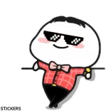 🥲 Dessin animé, Sticker, Personnage, Lunettes, Nœud papillon, Mignon whatsapp sticker