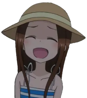 😂 garota anime, desenho animado, sorrindo, chapéu de palha, verão, fofo telegram sticker