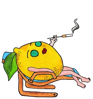 😴 Zitrone, Gurke, Zigarette, Liegestuhl, Entspannung, lustig telegram sticker