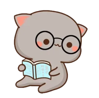 📘 Katze, Brille, Lesen, Buch, niedlich telegram sticker