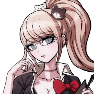 🧐 Junko Enoshima Danganronpa Anime, Cô gái, Kính, Gấu, Tóc hồng telegram sticker