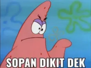➖ Patrick Star SpongeBob SquarePants SOPAN DIKIT DEK Dessin animé, Meme, Patrick Étoile, Bob l'éponge telegram sticker