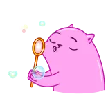 ❤️ rose, chat, bulles, dessin animé, animal whatsapp sticker