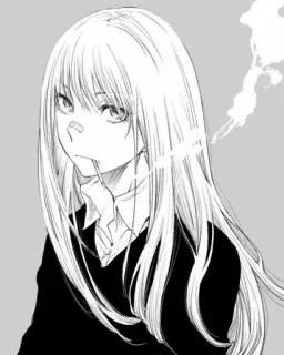 🚬 fumare, sigaretta, ragazza, anime, manga, donna telegram sticker