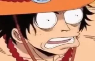 🤌 Ace One Piece anime, one piece, ace, naklejka, kreskówka, śmieszne, zszokowany whatsapp sticker