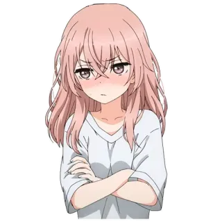 🙅‍♀️ anime, girl, cute, pink hair, cartoon, character telegram sticker