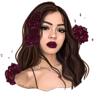 🌹 Create youllness 여자, 인물사진, 장미, 메이크업, 일러스트, 미용, 스타일 telegram sticker