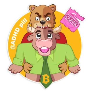 😱 @ADHD pill bull, bear, bitcoin, durex, condom, cartoon telegram sticker