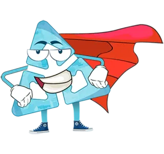 💪 만화, 삼각형, 슈퍼히어로, 망토, 캐릭터, 마스코트 telegram sticker