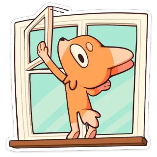 🪟 cartoon, dog, window, animal, pet, cute whatsapp sticker