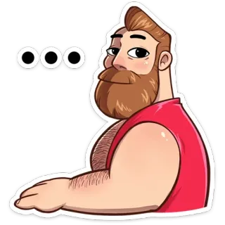 😐 ooo homme, barbe, dessin animé, sticker, expression whatsapp sticker