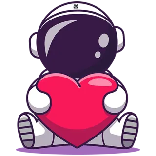 ❤ астронавт, сердце, космос, мультфильм, милый, любовь telegram sticker
