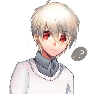 😕 Anime, Junge, Frage, Charakter, Süß, Weißes Haar, Illustration telegram sticker