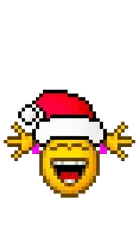 😄 이모지, 크리스마스, 산타 모자, 웃음, 픽셀, 축하, 휴일 whatsapp sticker