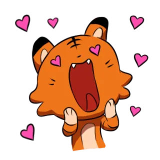 🐯 호랑이, 동물, 하트, 귀여운, 만화, 사랑 telegram sticker