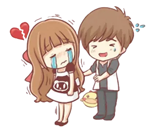 😭 Cartoon, Traurig, Fröhlich, Paar, Liebe, Weinend, Süß telegram sticker