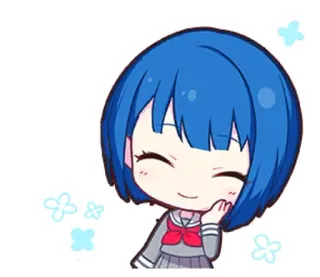 🎤 Anime, Chibi, Schuluniform, Süß, Mädchen, Blaue Haare telegram sticker