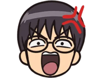 💢 Animé, En colère, Crier, Dessin animé, Visage, Expression telegram sticker