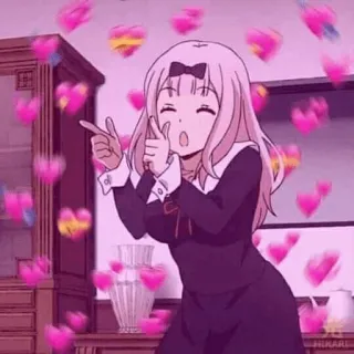 😊 Chika Fujiwara Kaguya-sama: Love Is War anime, chika, hearts, love, cute telegram sticker