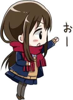 🤜 おーい fille anime, chibi, qui fait signe, salutation, japonais, dessin animé whatsapp sticker