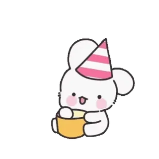 😊 兔子, 派对, 可爱, 动物, 卡通, 卡哇伊 telegram sticker