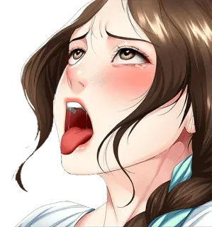 🤤 动漫, 女孩, 性感, 张嘴, 舌头, 表情 telegram sticker