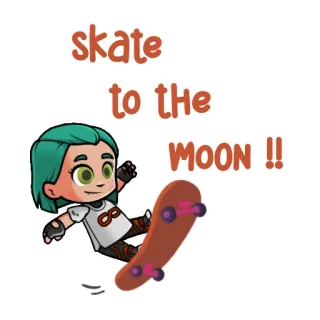👊 skate to the MOON !! Skateboard, Lune, Skate, Dessin animé, Autocollant whatsapp sticker