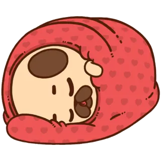 💤 การ์ตูน, น่ารัก, สัตว์, นอนหลับ, สีแดง, หัวใจ, สติกเกอร์ whatsapp sticker