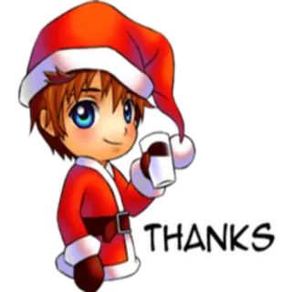 😊 THANKS navidad, papá noel, anime, dibujos animados, gracias, fiesta whatsapp sticker