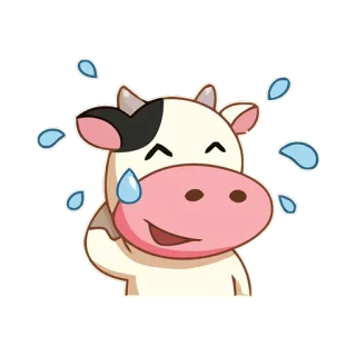 😅 krowa, zwierzę, kreskówka, pot, wyraz telegram sticker