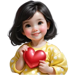 🫶 criança, menina, coração, amor, fofo, desenho animado, adorável, kawaii telegram sticker