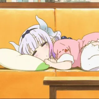 🍥 Kanna Kamui Miss Kobayashi's Dragon Maid Anime, Kanna, Schlafend, Kawaii, Drache, Miss Kobayashi's Dragon Maid, Süß telegram sticker