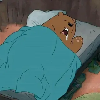 ✨ Grizzly Bear We Bare Bears oso, dormido, dibujos animados, animal, cama, We Bare Bears telegram sticker