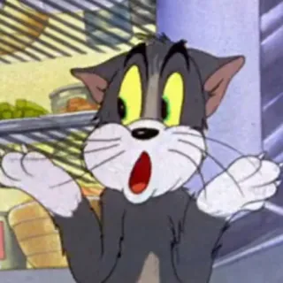 😥 Tom dessin animé, chat, choqué, surpris, Tom et Jerry telegram sticker