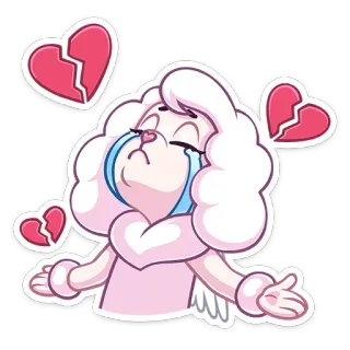 💔 грустный, плачущий, разбитое сердце, мультфильм, персонаж, эмоциональный, печаль whatsapp sticker