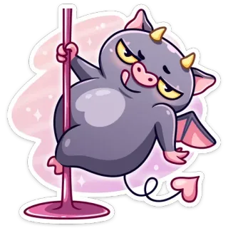 😉 diablo, mono, pole dance, sticker, dibujos animados, personaje, rosa telegram sticker