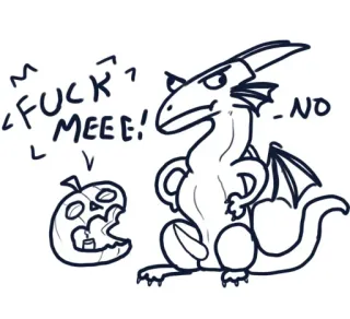😠 FUCK MEEE! -NO dragão, abóbora, halloween, ofensivo, desenho animado telegram sticker