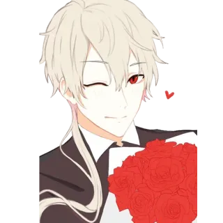 😉 Anime, Charakter, Rose, Blond, Liebe, Zwinkern telegram sticker