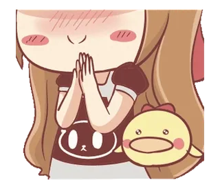 🍞 милый, каваи, мультфильм, аниме, чиби, девушка, утка telegram sticker