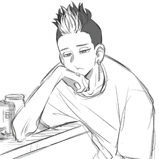 😐 Аниме, Манга, Портрет, Эскиз, Рисунок, Персонаж, Арт telegram sticker