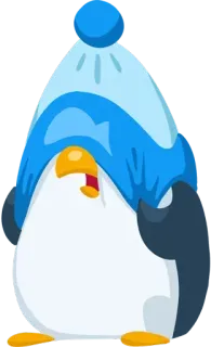 🙈 pinguino, inverno, cappello, cartone animato, animale telegram sticker