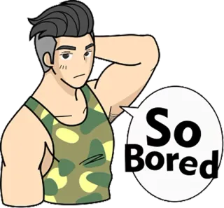 😜 So Bored bored, man, tank top, gray hair telegram sticker