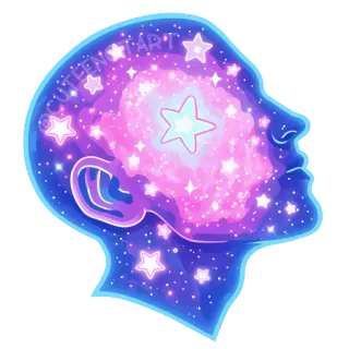 🌌 @CUTEENCHANTART stars, head, galaxy, silhouette, space, neon telegram sticker