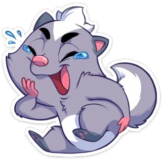 😂 puzzola, che ride, cartone animato, carino, felice, animale, emoticon telegram sticker